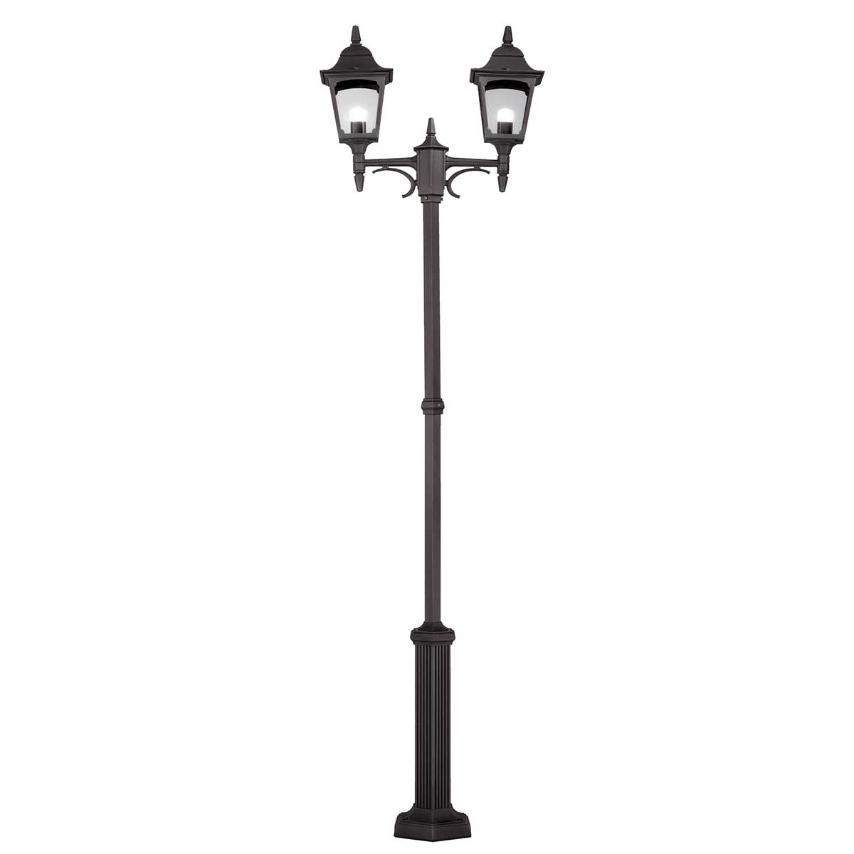 Elstead Chapel Twin Lantern Outdoor Lamp Post In Black