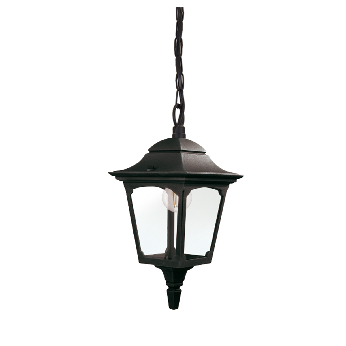 Elstead Chapel 1 Light Traditional Porch Chain Lantern Black