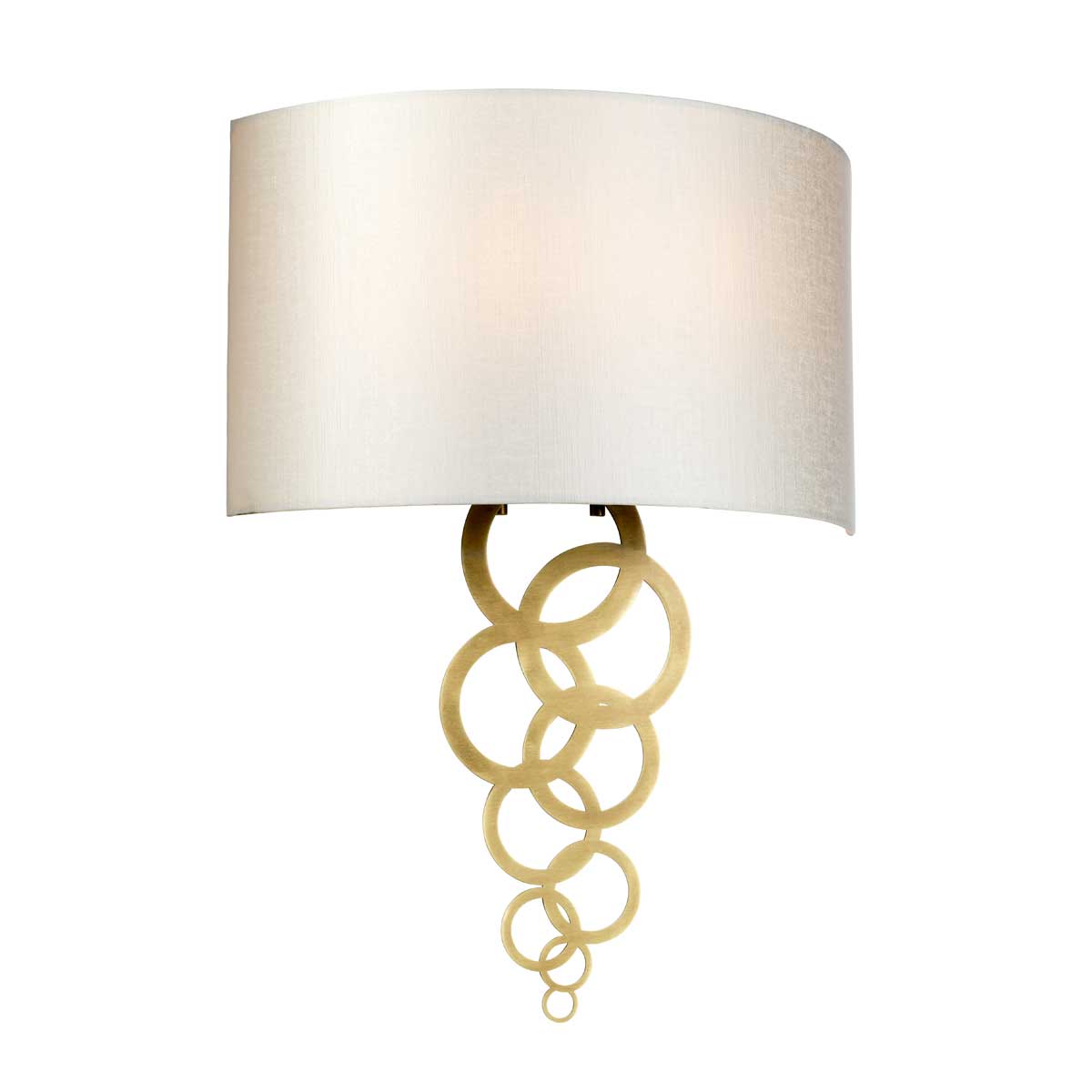 Curtis 2 Light Large Aged Brass Wall Light With Ivory Shade