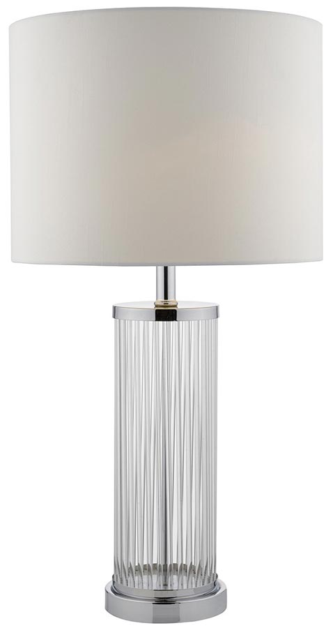 Dar Olalla Glass Rods Table Lamp In Chrome Ivory Shade
