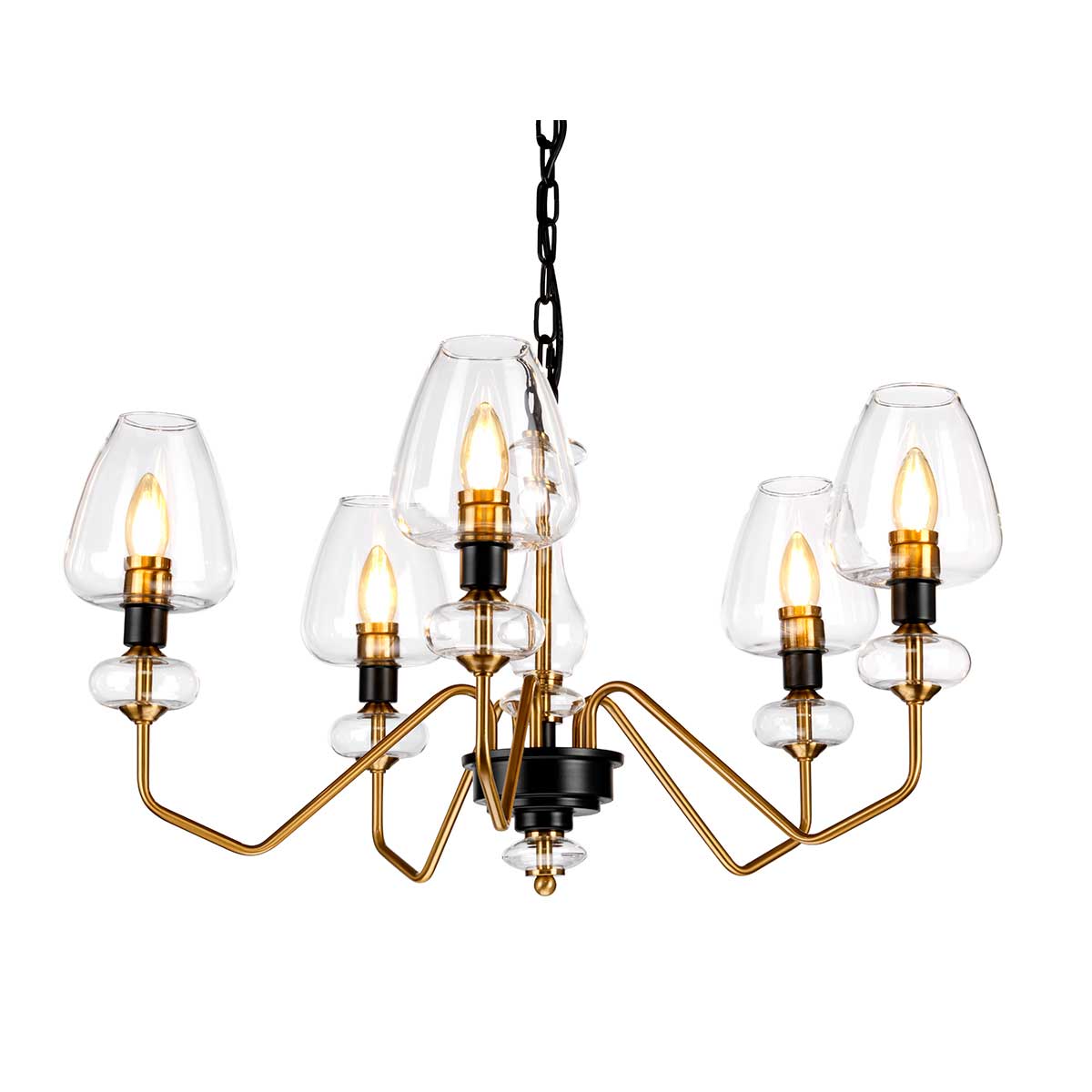 Armand 5 Light Chandelier Aged Brass & Charcoal Black