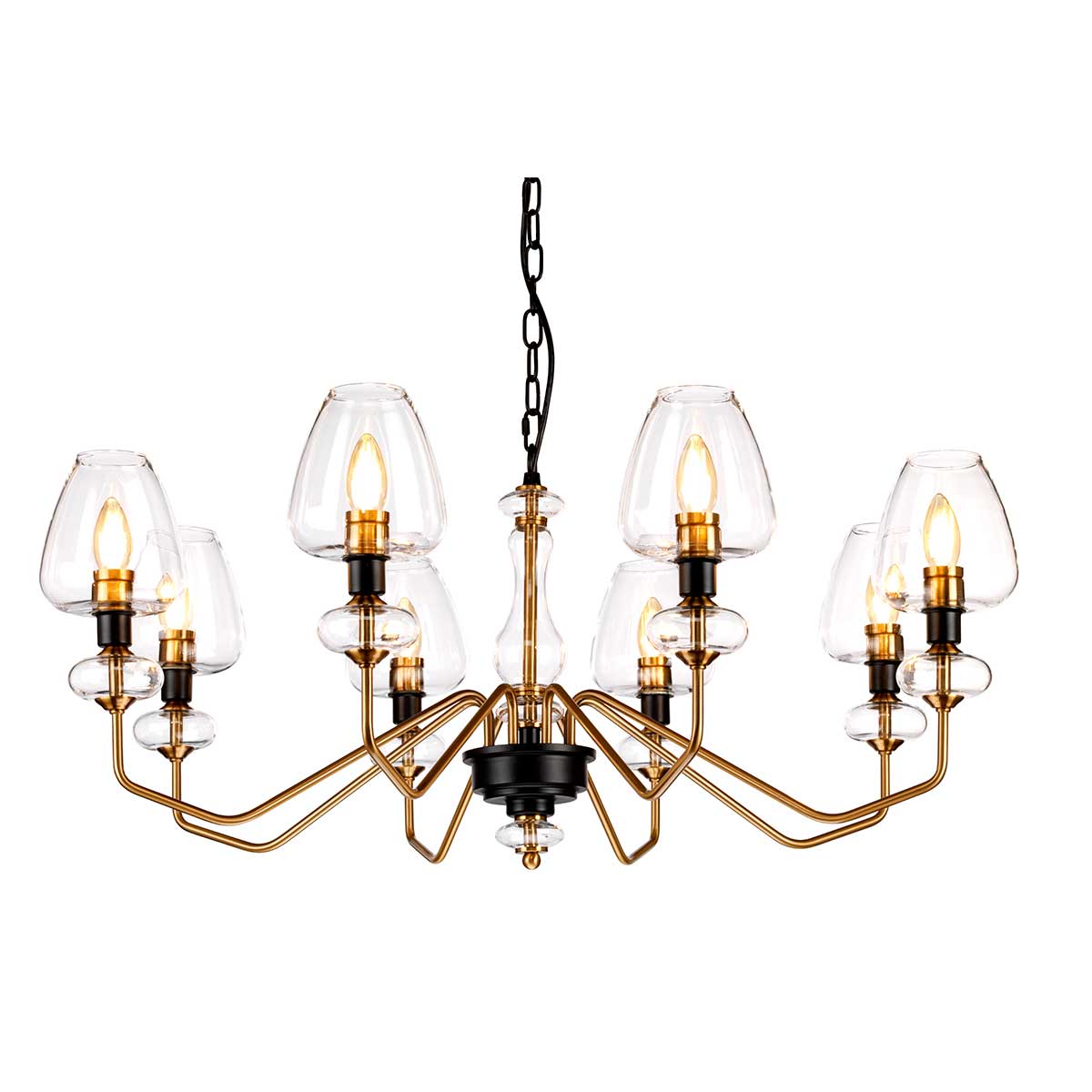 Armand 8 Light Large Chandelier Aged Brass & Black