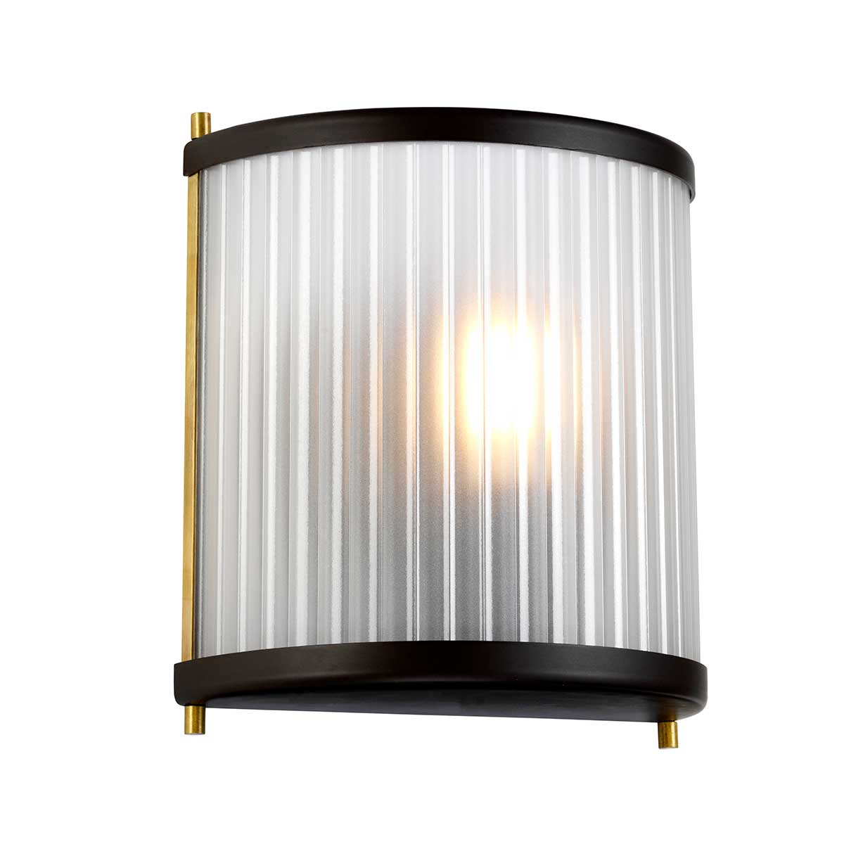 Corona Single Light Frosted Glass Wall Light In Bronze & Aged Brass