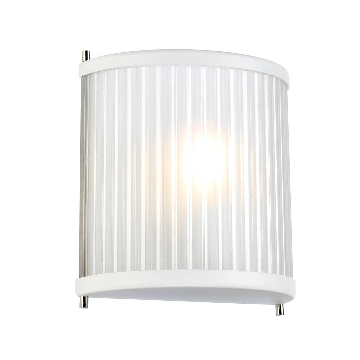 Corona Single Light Frosted Glass Wall Light In White & Polished Nickel