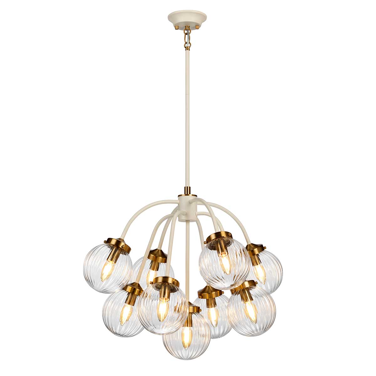 Elstead Cosmos 9 Light Pendant In Cream And Aged Brass