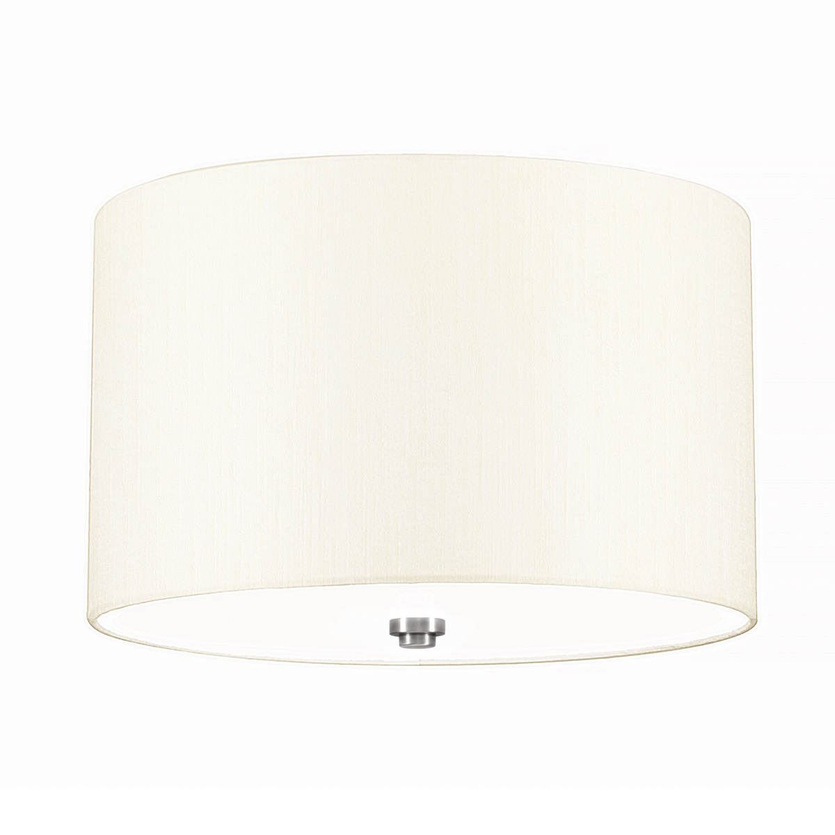 Fletcher 14″ Flush 3 Light Ivory Drum Ceiling Light Chrome Detail