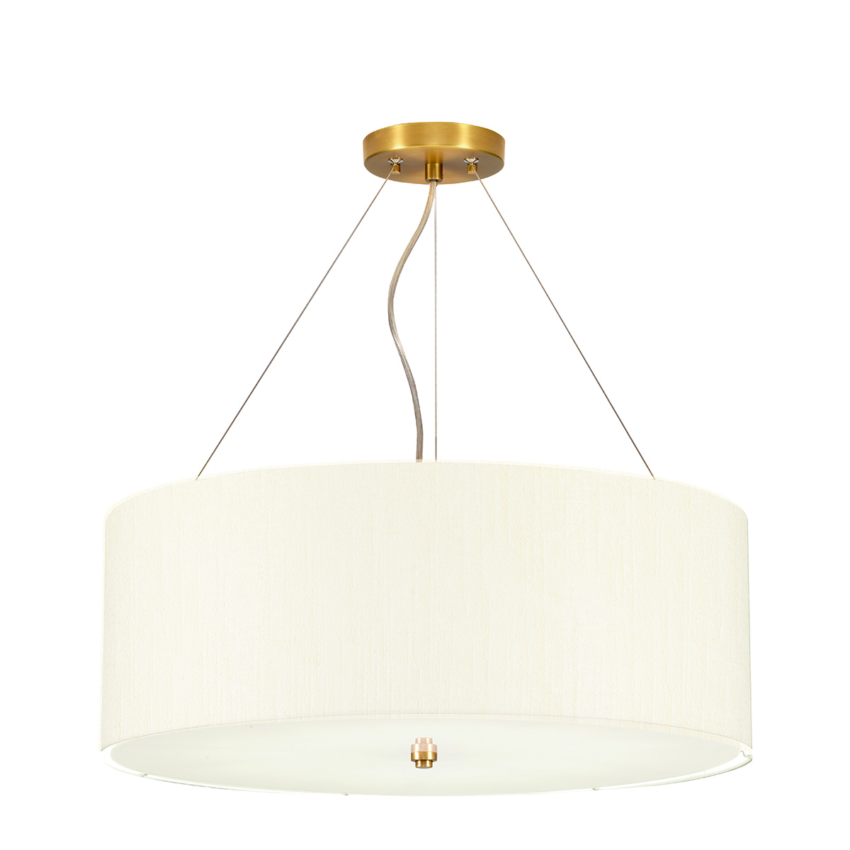 Pearce 5 Light 22″ Ivory Drum Pendant With Brass Metalwork