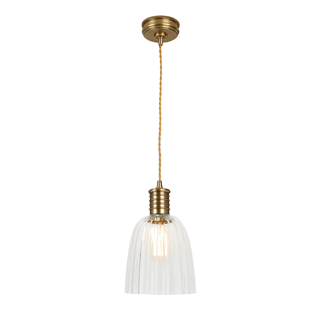 Elstead Douille 1 Light Ceiling Pendant Aged Brass Vintage Industrial Style