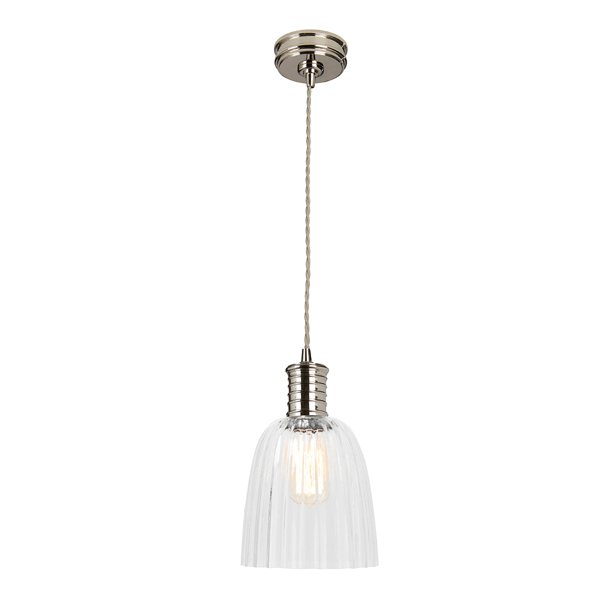 Elstead Douille 1 Light Pendant Polished Nickel Vintage Industrial Style