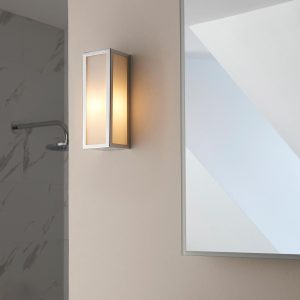 Endon Newham 1 lamp bathroom wall light in chrome with frosted glass main image