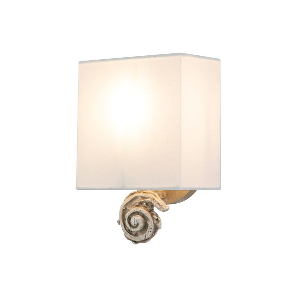 Swirl small single light wall light in bone white on white background