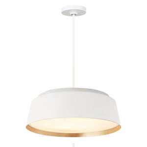 Asher matte white modern 5 light ceiling pendant, full height on white background.