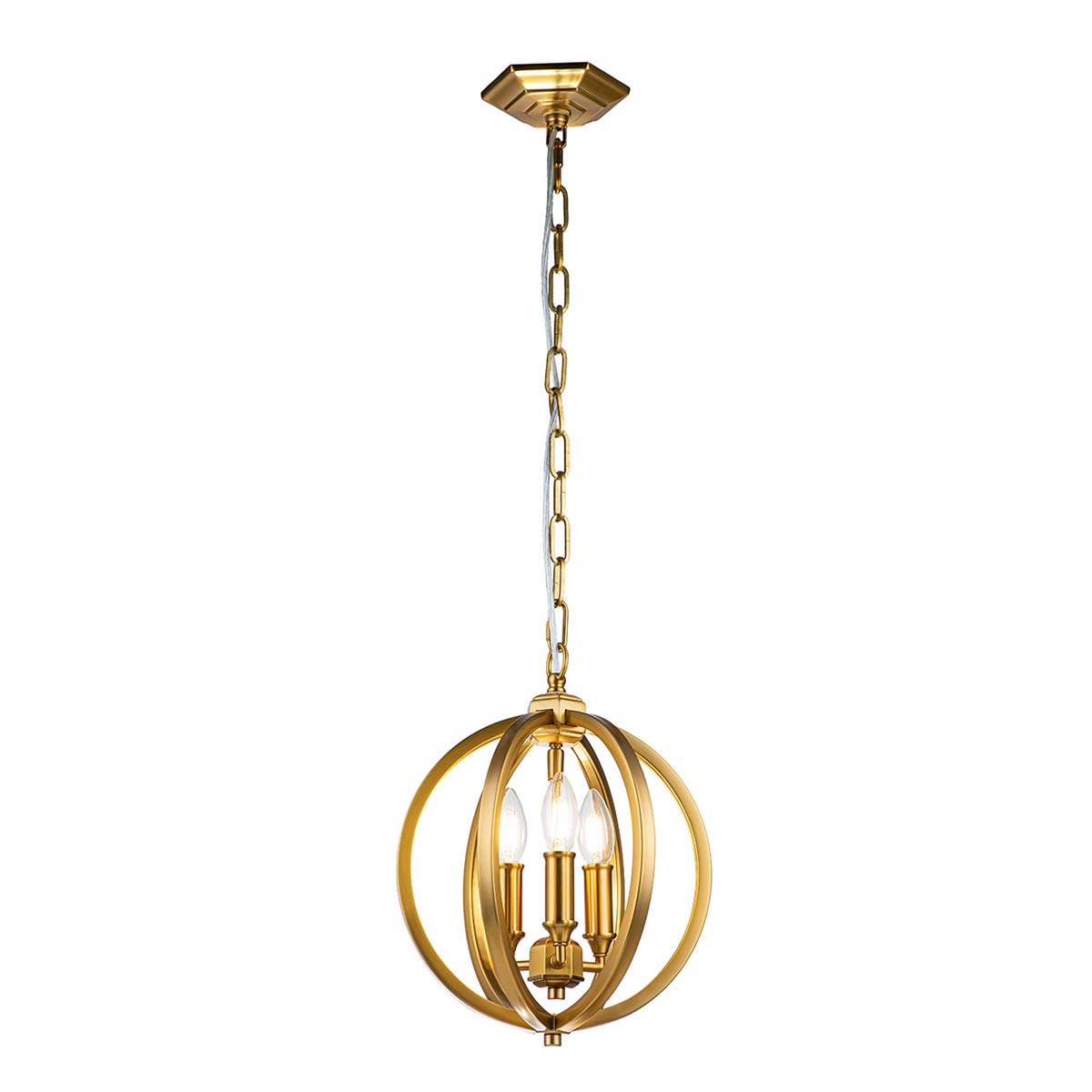 Feiss Corinne Small 3 Light Pendant In Burnished Brass