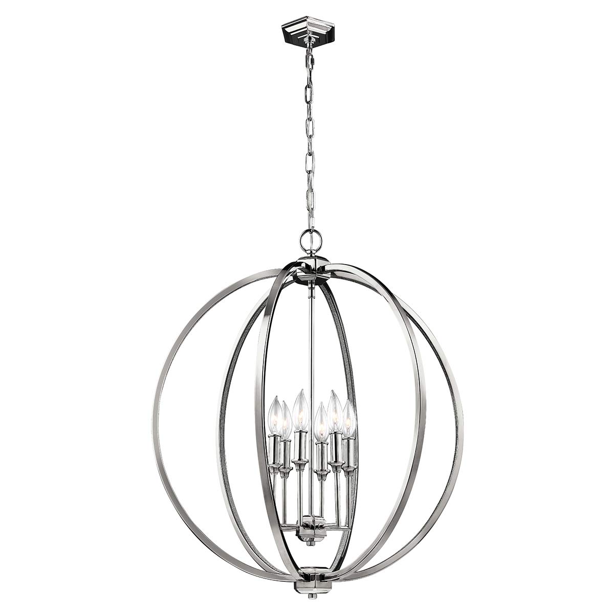 Feiss Corinne Large 6 Light Pendant In Polished Nickel