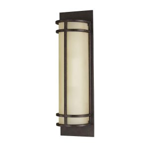 Feiss Fusion large 2 light wall light in Grecian bronze on white background.