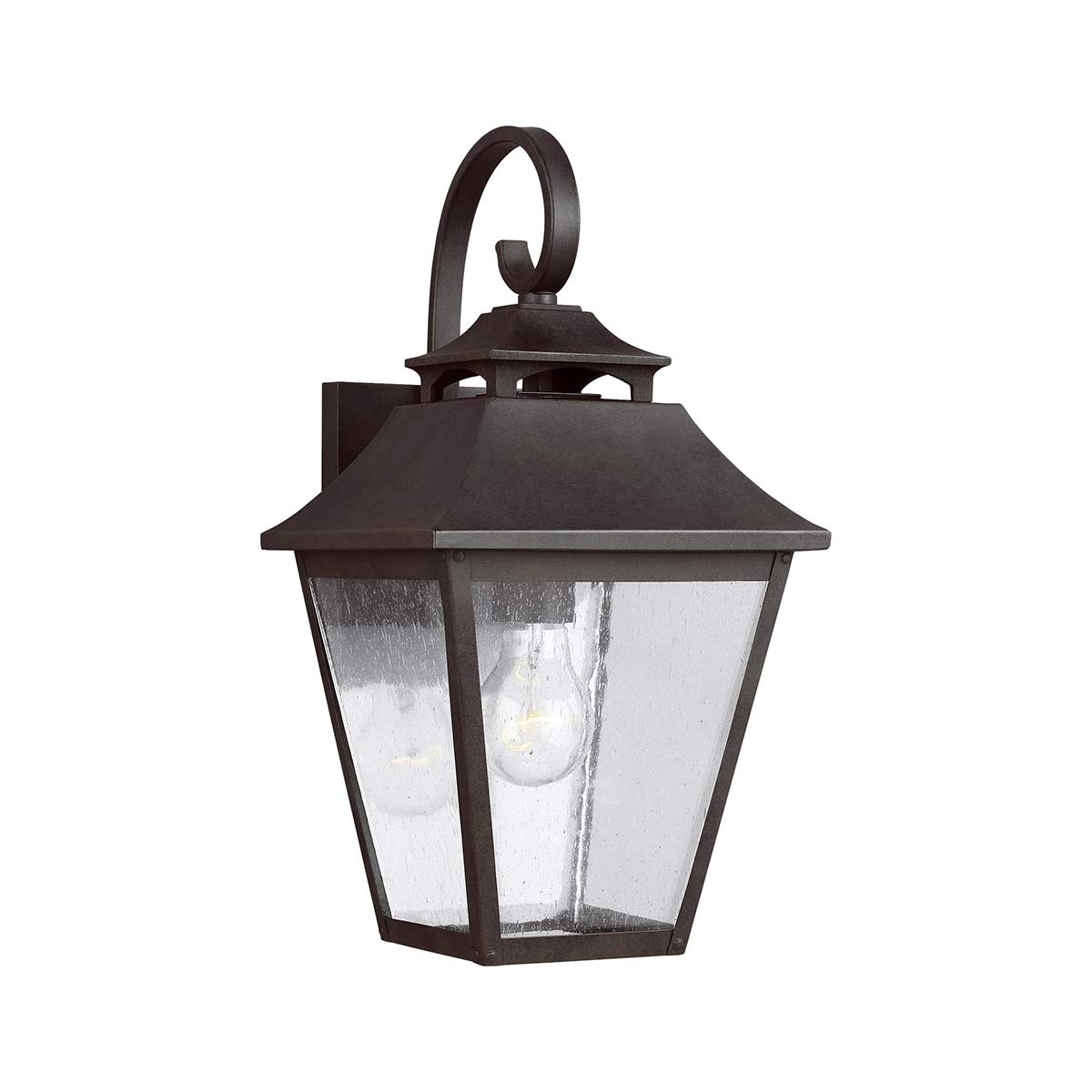 Feiss Galena 1 Light Medium Outdoor Wall Lantern In Sable With Seeded Glass