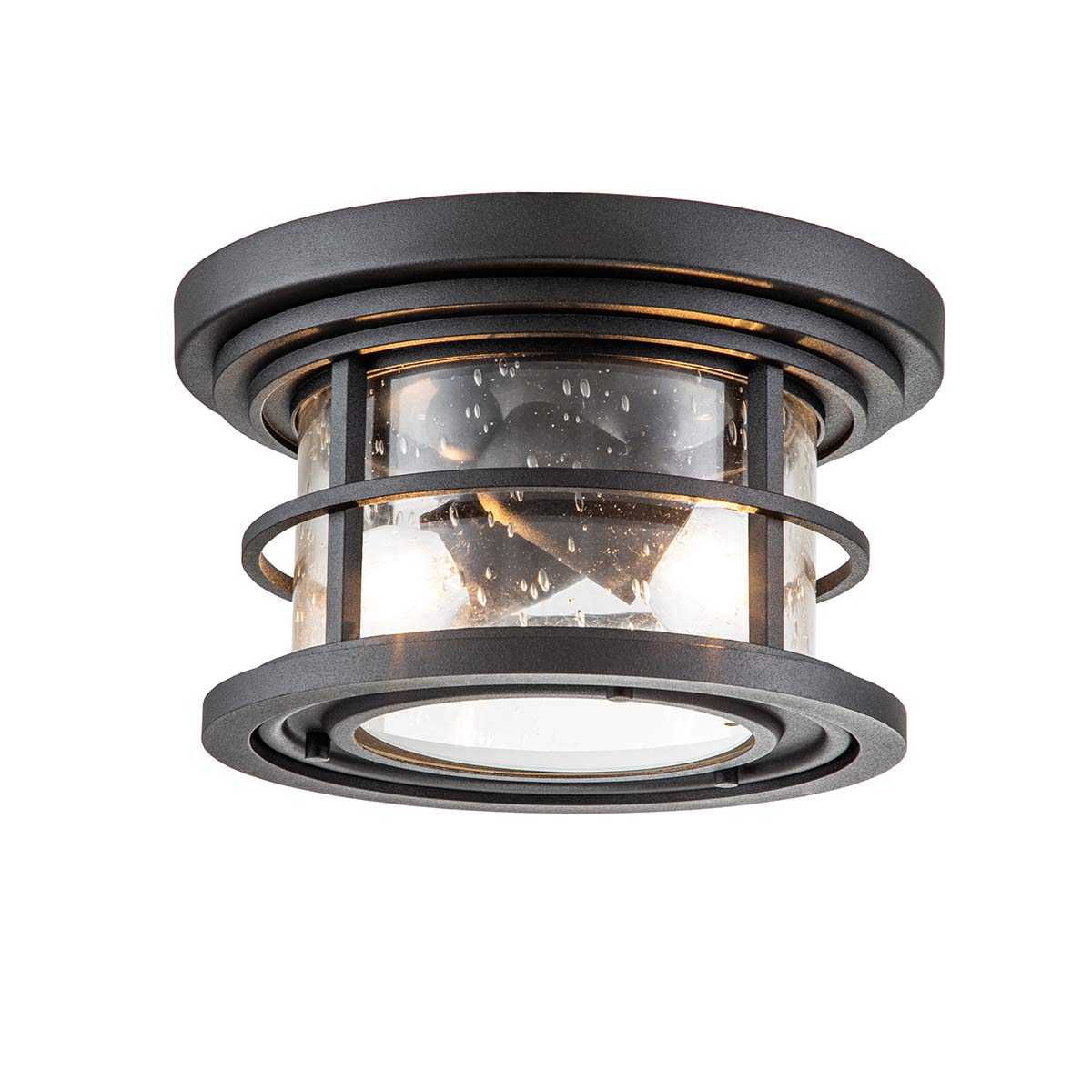 Lighthouse Small 2 Light Flush Porch Light Textured Black