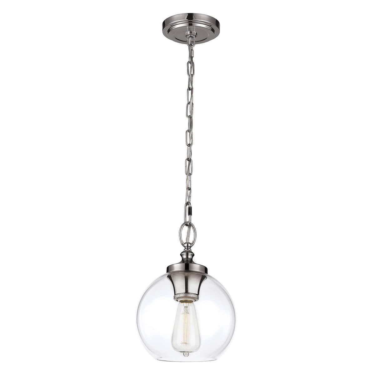 Feiss Tabby Polished Nickel 1 Light Mini Pendant Clear Glass Shade