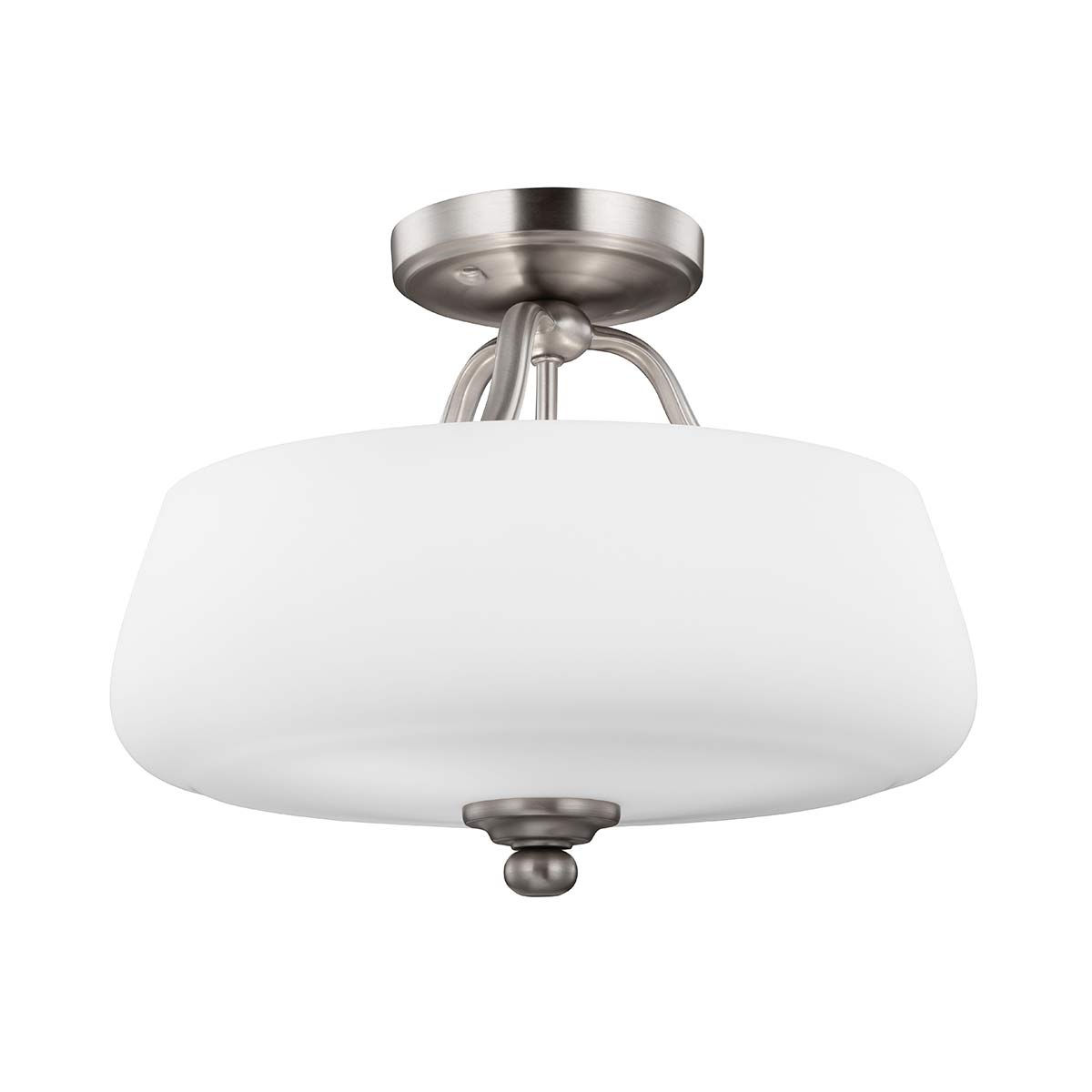 Feiss Vintner 3 Light Semi Flush Satin Nickel Opal Glass