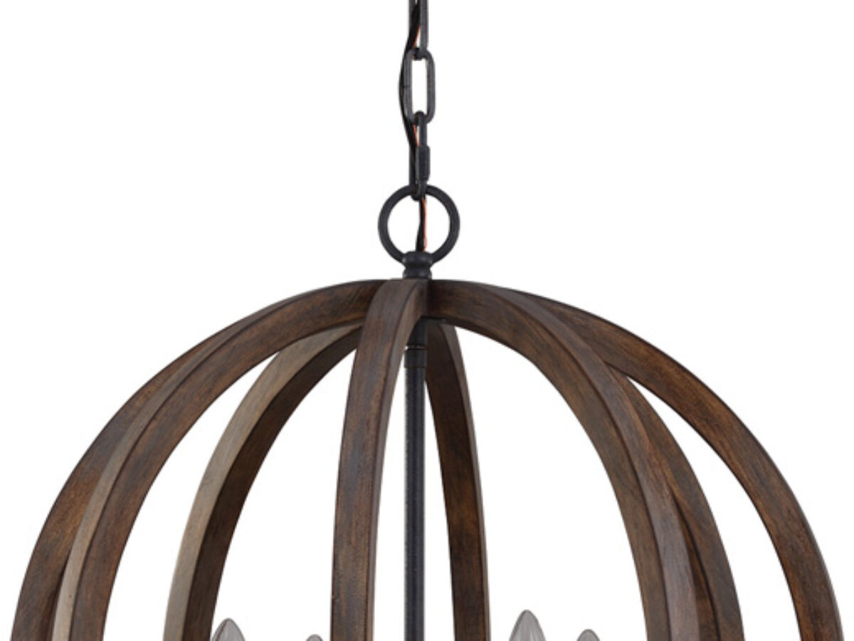 Feiss Allier 4 Light Pendant Globe Weathered Oak Fe Allier 4p Ww