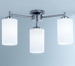 Franklite CO9313/727 Decima 3 arm flush mount ceiling light in satin nickel with opal glass shades