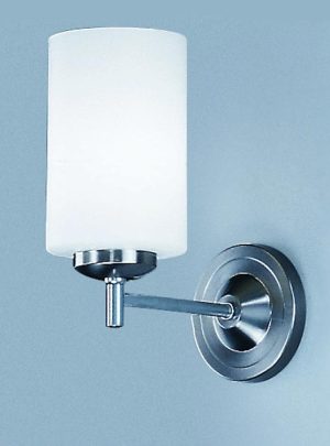 Franklite CO9301/727 Decima single wall light in satin nickel with opal white glass shade