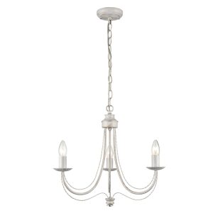 Traditional ironwork 3 light dual mount chandelier in white & brushed gold full height