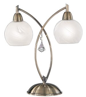 Franklite TL908 Thea 2 light table lamp in bronze with alabaster effect glass shades