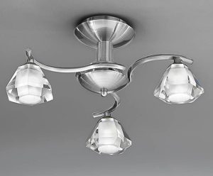 Franklite FL2294/3 Twista 3 light semi flush ceiling light in satin nickel with crystal glass