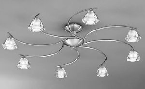 Franklite FL2294/8 Twista 8 light semi flush ceiling light in satin nickel with crystal glass
