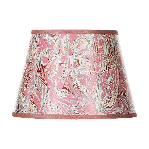 Frida 10 inch tapered card table lamp shade with red marble pattern on white background