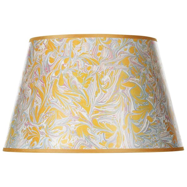 Frida 18 inch tapered card table lamp shade with yellow marble pattern on white background