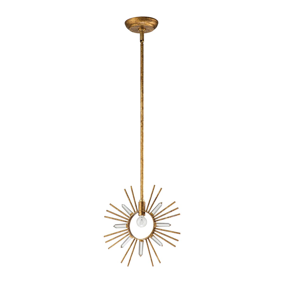 Gilded Nola Sun King 1 Light Pendant Distressed Gold Leaf