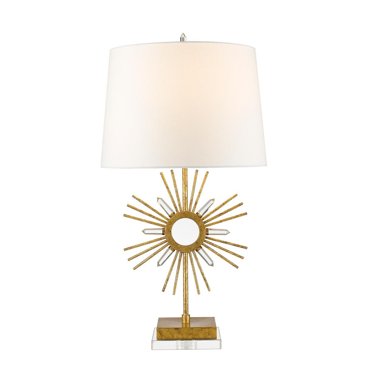 Gilded Nola Sun King Table Lamp Distressed Gold Cream Shade