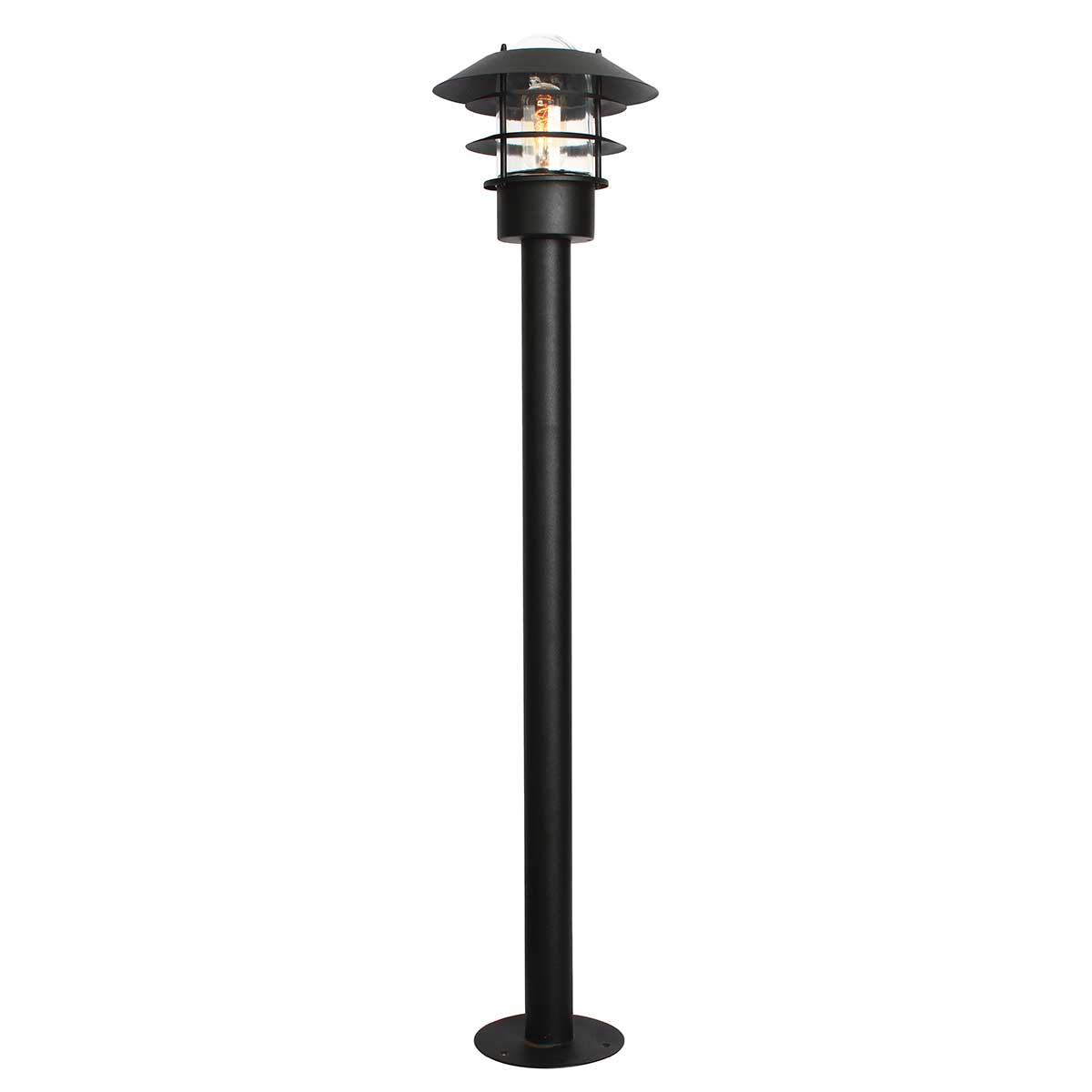 Elstead Helsingor Stainless Steel Outdoor Bollard Lantern In Black