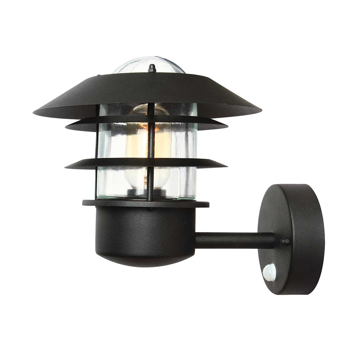 Elstead Helsingor Stainless Steel Outdoor PIR Wall Lantern Black