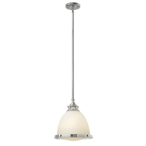 Hinkley Amelia polished chrome and cast glass medium kitchen pendant light on white background