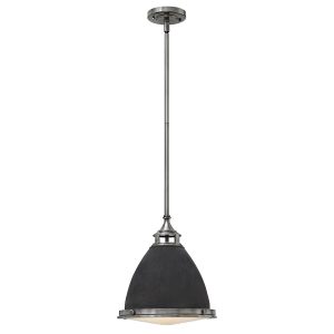 Amelia medium aged zinc industrial pendant light on white background