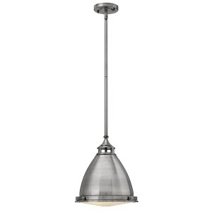 Amelia medium industrial kitchen pendant light in antique nickel on white background