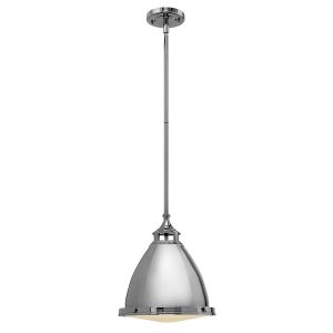 Hinkley Amelia medium industrial kitchen pendant light in polished nickel on white background