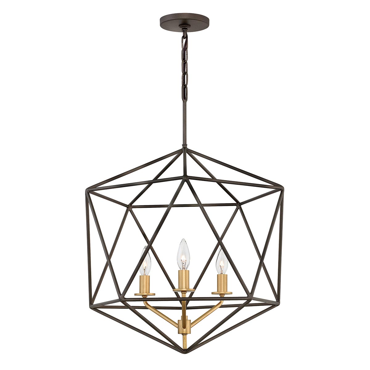 Hinkley Astrid 3 Light Pendant Chandelier Matt Bronze & Gold