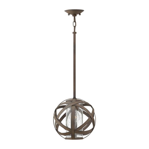 Hinkley Carson 1 light outdoor porch lantern in vintage iron, full height on white background.