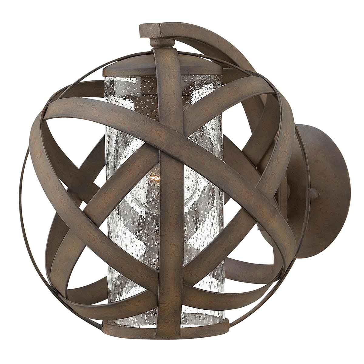 Hinkley Carson 1 Light Outdoor Wall Light Vintage Iron Seeded Glass