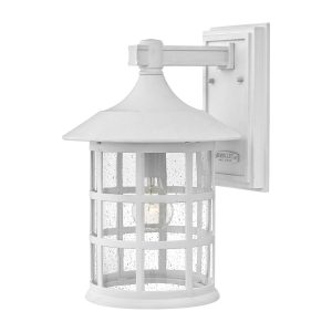 Hinkley Freeport 1 light large outdoor wall lantern in textured white on white background.