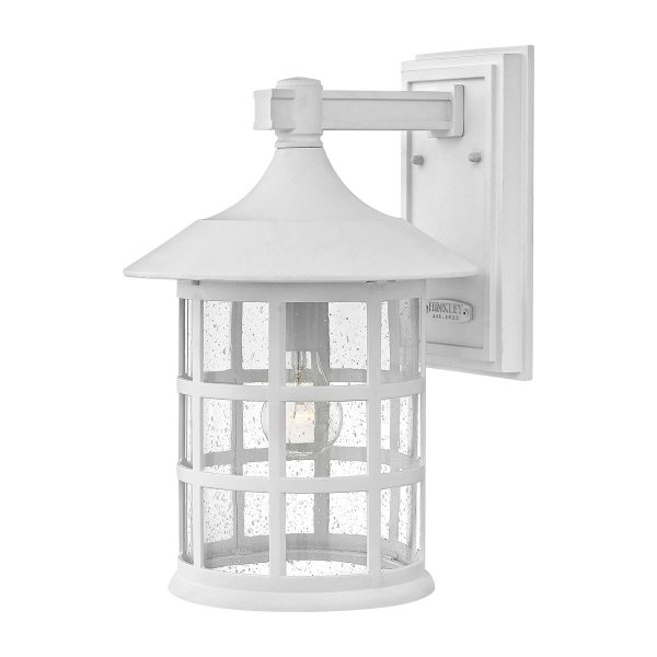 Hinkley Freeport 1 light large outdoor wall lantern in textured white on white background.