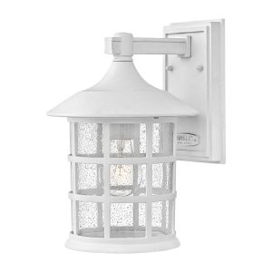 Hinkley Freeport 1 light medium outdoor wall lantern in textured white on white background.