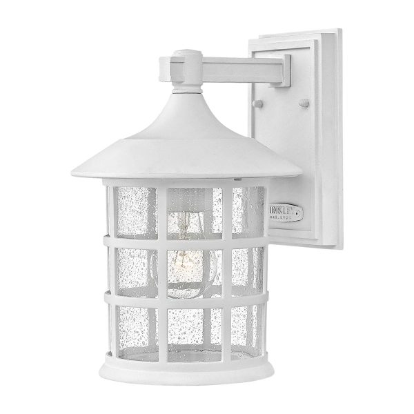 Hinkley Freeport 1 light medium outdoor wall lantern in textured white on white background.