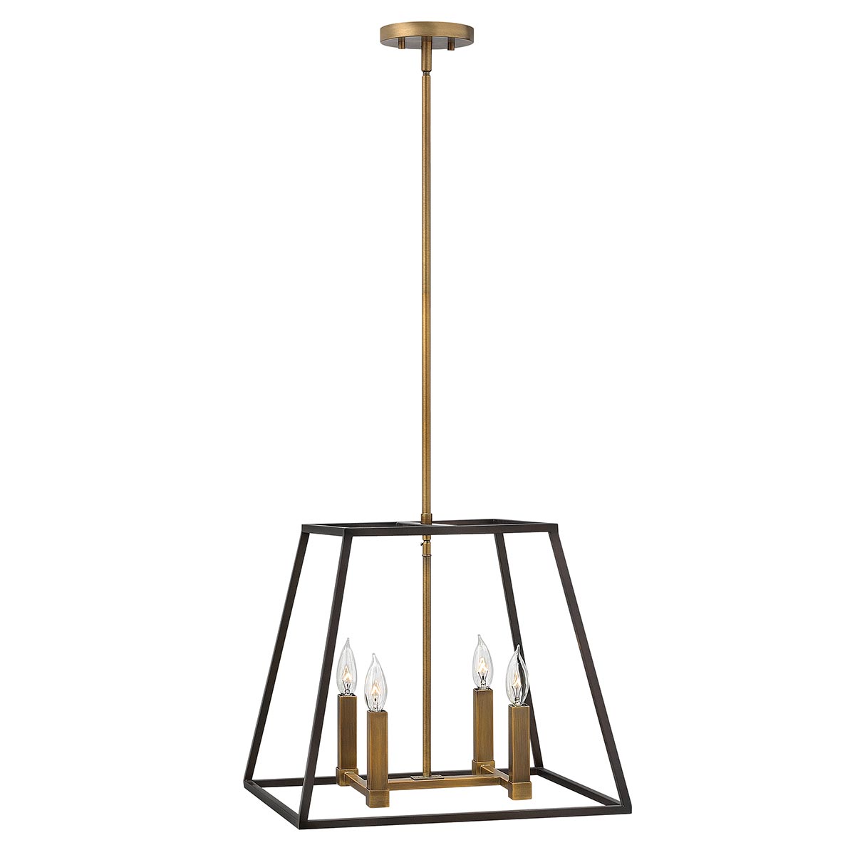 Hinkley Fulton 4 Light Industrial Pendant Chandelier Two Tone Bronze