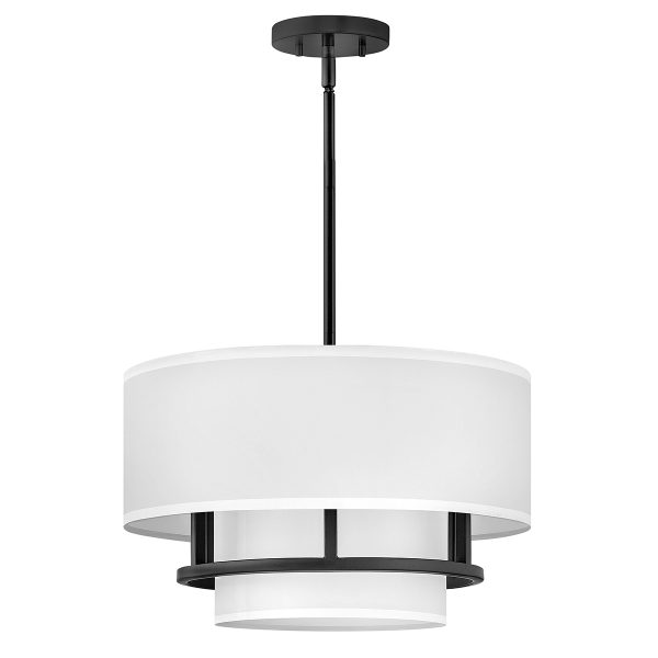 Hinkley Graham 3 light duo mount ceiling pendant in satin black shown as pendant