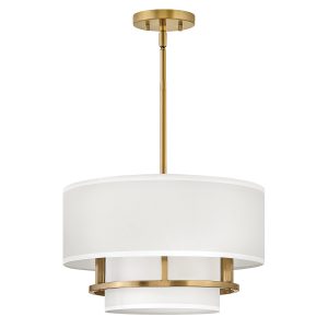 Hinkley Graham 3 light duo mount ceiling pendant in lacquered brass shown as pendant